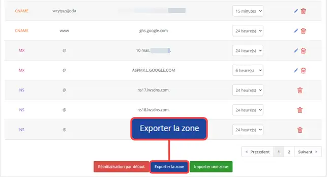 Comment exporter ou importer une Zone DNS