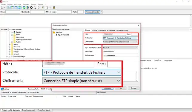 Connexion FTP explicite TLS